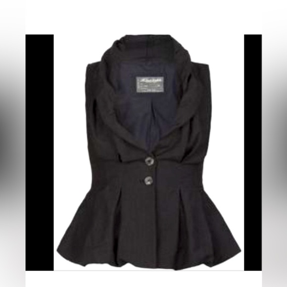 All Saints Shantara Peplum Waistcoat Blck Size UK12 - Picture 1 of 9